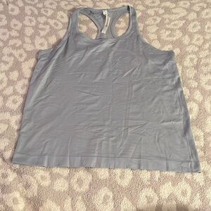 Blue linen swiftly racer back tank top